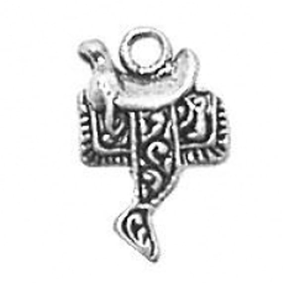 Sterling Silver 20" 1.2mm Box Chain Small Horse Riding Saddle Pendant Necklace