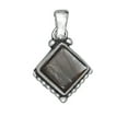 thumbnail image 1 of Sterling Silver 20" 1.2mm Box Chain Tipped Gray Shell Square Pendant Necklace Beaded Bottom, 1 of 2