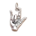 thumbnail image 1 of Sterling Silver 20" 1mm Box Chain 3D ASL I Love You Sign Language Pendant Necklace, 1 of 2
