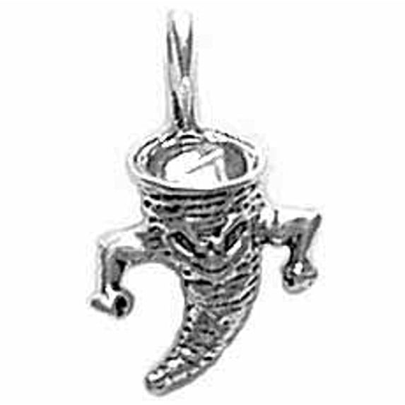 Sterling Silver 20" 1mm Box Chain 3D Angry Tornado Or Cyclone Pendant Necklace With Arms