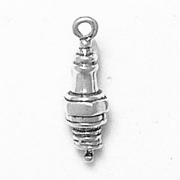 Sterling Silver 20" 1mm Box Chain 3D Automobile Car Or Truck Engine Spark Plug Pendant Necklace