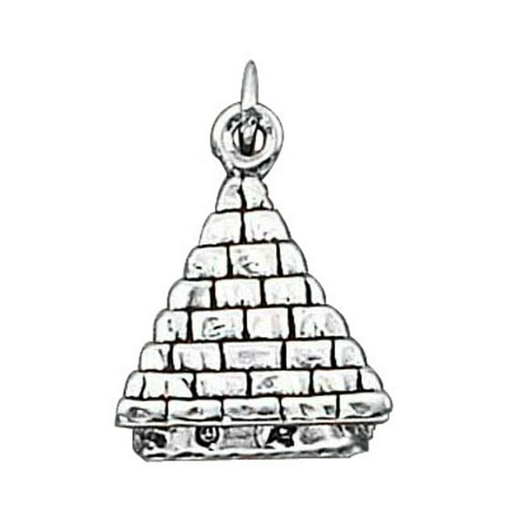 Sterling Silver 20" 1mm Box Chain 3D Egyptian Pyramid Pendant Necklace