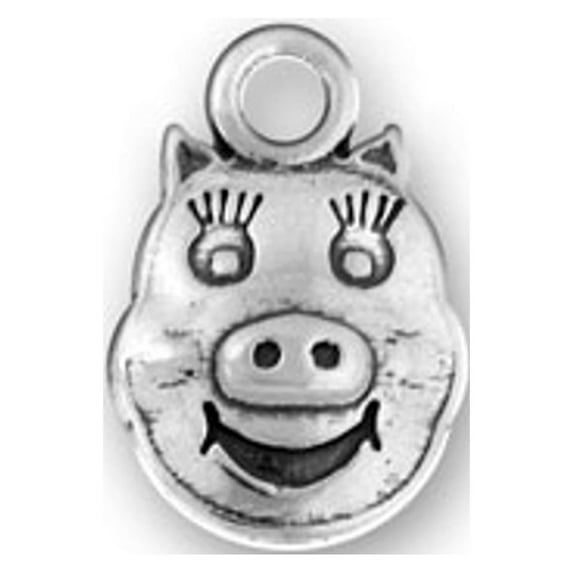 Sterling Silver 20" 1mm Box Chain 3D Pig Face Pendant Necklace Animated Features