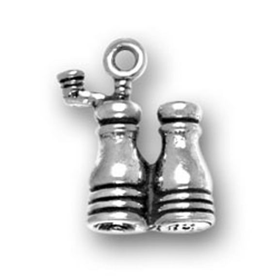 Sterling Silver 20" 1mm Box Chain 3D Salt And Pepper Grinder Shakers Pendant Necklace