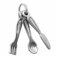 thumbnail image 1 of Sterling Silver 20" 1mm Box Chain 3D Silverware Fork Spoon Knife Set Pendant Necklace, 1 of 2