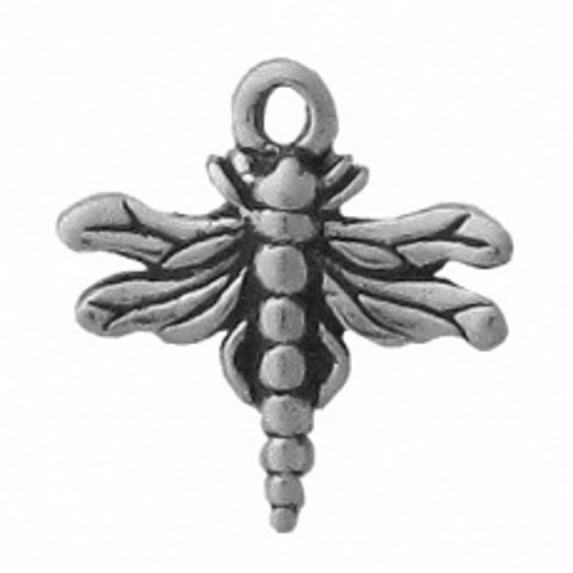 Sterling Silver 20" 1mm Box Chain 3D Small Dragonfly Pendant Necklace