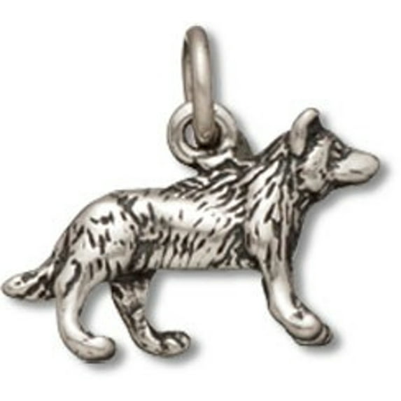 Sterling Silver 20" 1mm Box Chain 3D Small Wolf Or Dog Pendant Necklace