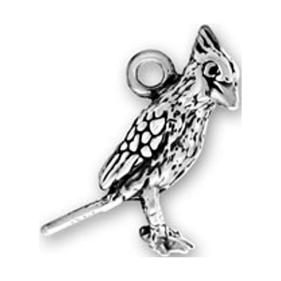 Sterling Silver 20" 1mm Box Chain 3D Standing Cardinal Bird Pendant Necklace