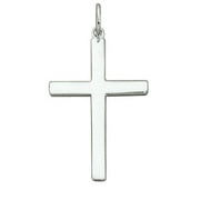 AUNTIE'S TREASURES Sterling Silver 20" 1mm Box Chain Flat Simple Christian Cross Pendant Necklace