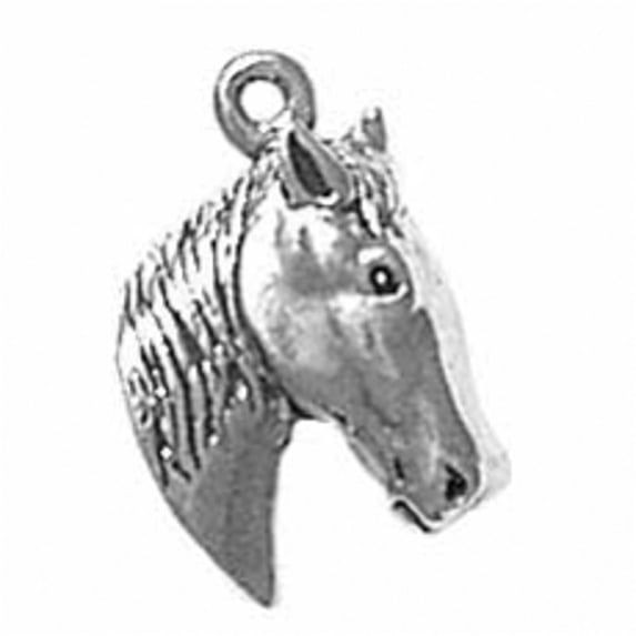 Sterling Silver 20" 1mm Box Chain Horse Head And Neck Pendant Necklace