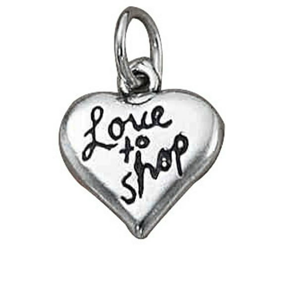 Sterling Silver 20" 1mm Box Chain LOVE TO SHOP Heart Word Pendant Necklace