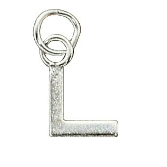 Sterling Silver 20" 1mm Box Chain Lined Letter L Pendant Necklace