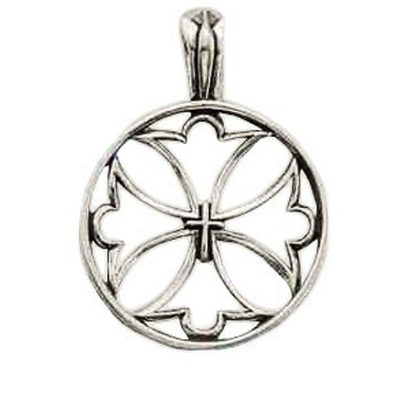 Sterling Silver 20" 1mm Box Chain Open Christian Canterbury Style Cross Pendant Necklace