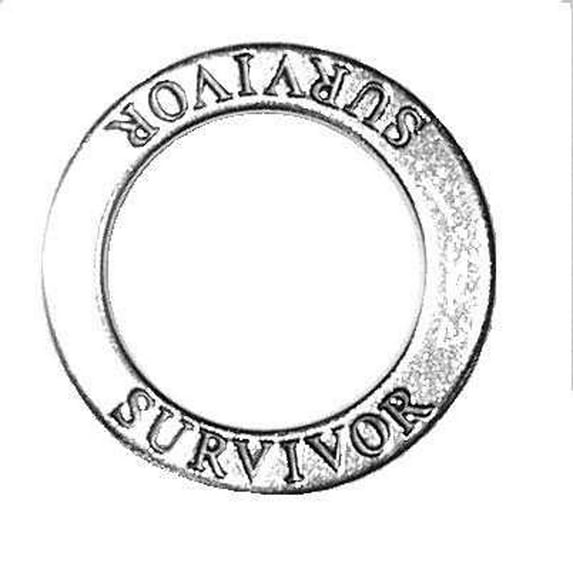 Sterling Silver 20" 1mm Two Sided SURVIVOR Circle Shaped Affirmation Slide Pendant Necklace