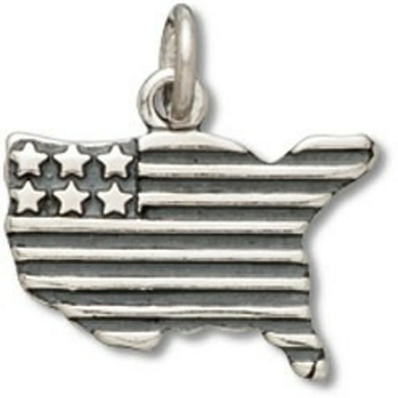 Sterling Silver 20" .8mm American Flag In Shape Of United States Of America Pendant Necklace