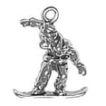 thumbnail image 1 of Sterling Silver 20" .8mm Box Chain 3D Man On Snowboard Snowboarding Pendant Necklace, 1 of 2