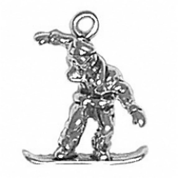 Sterling Silver 20" .8mm Box Chain 3D Man On Snowboard Snowboarding Pendant Necklace