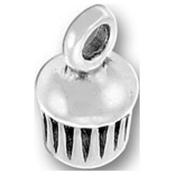 Sterling Silver 20" .8mm Box Chain 3D Mini Cupcake Pendant Necklace