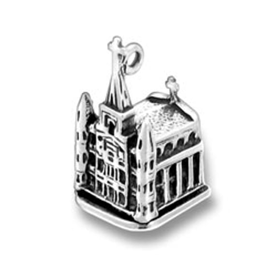 Sterling Silver 20" .8mm Box Chain 3D New Orleans Saint Louis Catholic Cathedral Pendant Necklace