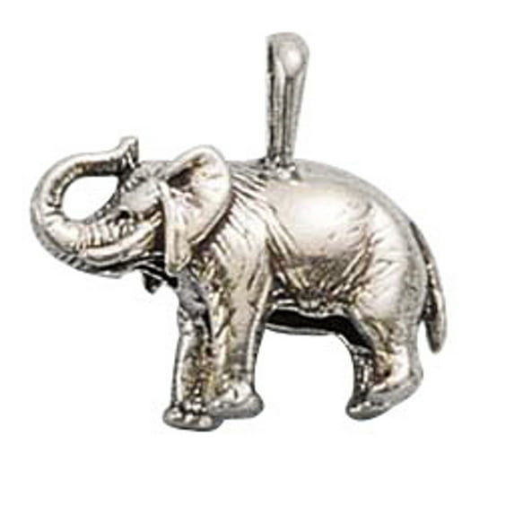 Sterling Silver 20" .8mm Box Chain 3D Standing Tusked Elephant Pendant Necklace