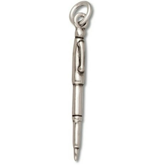 Sterling Silver 20" .8mm Box Chain 3D Writers Ball Point Ink Pen Pendant Necklace