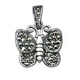 thumbnail image 1 of Sterling Silver 20" .8mm Box Chain Marcasite Butterfly Pendant Necklace Marcasite Bail, 1 of 2