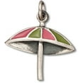 thumbnail image 1 of Sterling Silver 20" .8mm Box Chain Pink And Green Enameled Beach Umbrella Pendant Necklace, 1 of 2