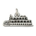 thumbnail image 1 of Sterling Silver 20" Unisex 1.5mm Box Chain 3D Colonial Steamboat Paddle Ferry Riverboat Pendant Necklace, 1 of 2