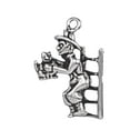 thumbnail image 1 of Sterling Silver 20" Unisex 1.5mm Box Chain 3D Fireman Rescuing Cat On Ladder Pendant Necklace, 1 of 2