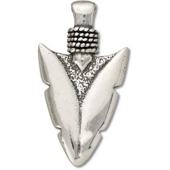 Sterling Silver 20" Unisex 1.5mm Box Chain 3D Large Native Indian Arrowhead Pendant Necklace
