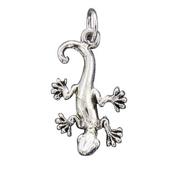 Sterling Silver 20" Unisex 1.5mm Box Chain 3D Lizard Gecko Pendant Necklace