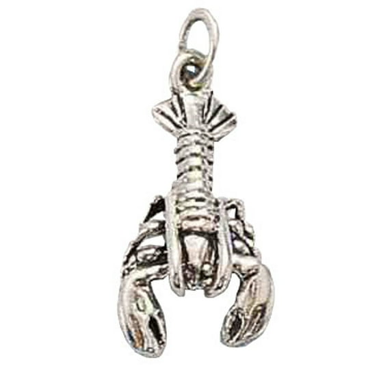 Sterling Silver 20" Unisex 1.5mm Box Chain 3D Maine Lobster Or Crawfish Pendant Necklace