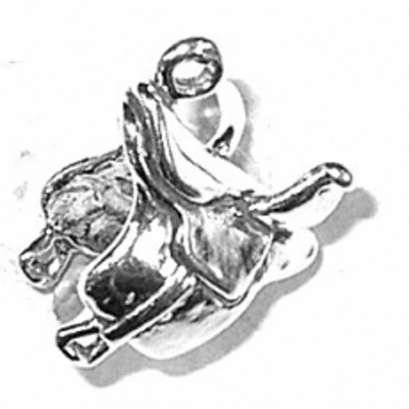 Sterling Silver 20" Unisex 1.5mm Box Chain 3D Side Saddle For Riding Horses Pendant Necklace