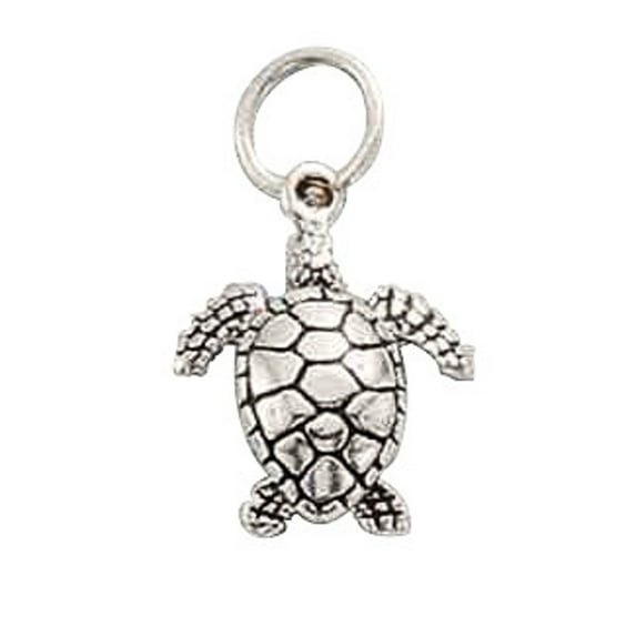 Sterling Silver 20" Unisex 1.5mm Box Chain 3D Small Sea Turtle Pendant Necklace