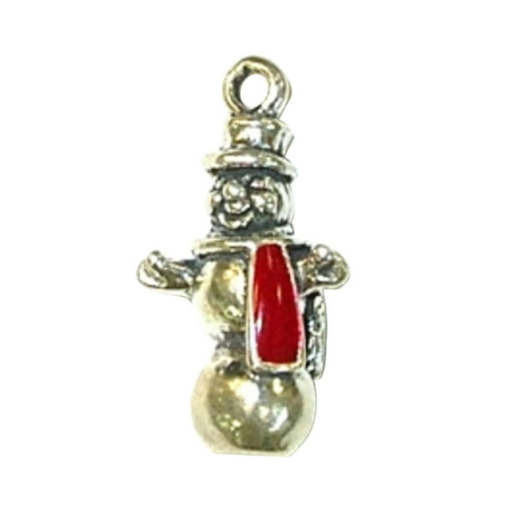 Sterling Silver 20" Unisex 1.5mm Box Chain 3D Snowman Pendant Necklace With Hat And Red Or Green Scarf