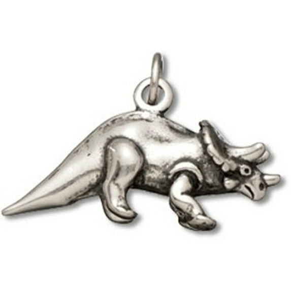 Sterling Silver 20" Unisex 1.5mm Box Chain 3D Triceratops Dinosaur Pendant Necklace