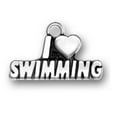 thumbnail image 1 of Sterling Silver 20" Unisex 1.5mm Box Chain I LOVE SWIMMING Word Pendant Necklace, 1 of 2