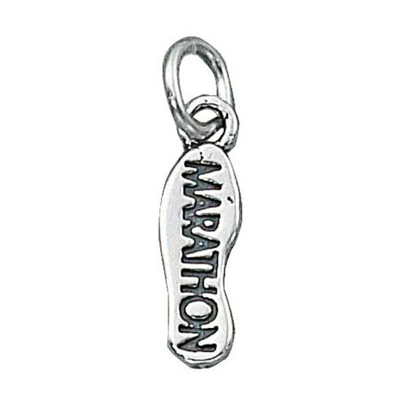 Sterling Silver 20" Unisex 1.5mm Box Chain Marathon Shoe Foot Print Pendant Necklace