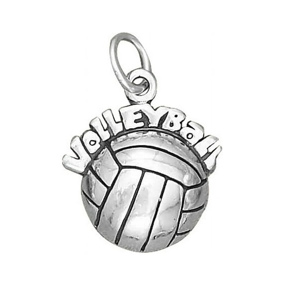 Sterling Silver 20" Unisex 1.5mm HOLLOW BACK "Volleyball" Over A Volleyball Pendant Necklace