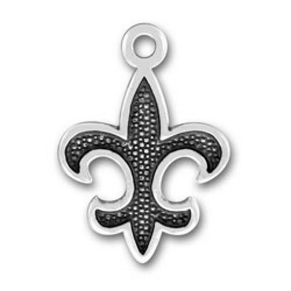 Sterling Silver 20" Unisex 1.5mm Textured French Heritage Fleur De Lis Pendant Necklace