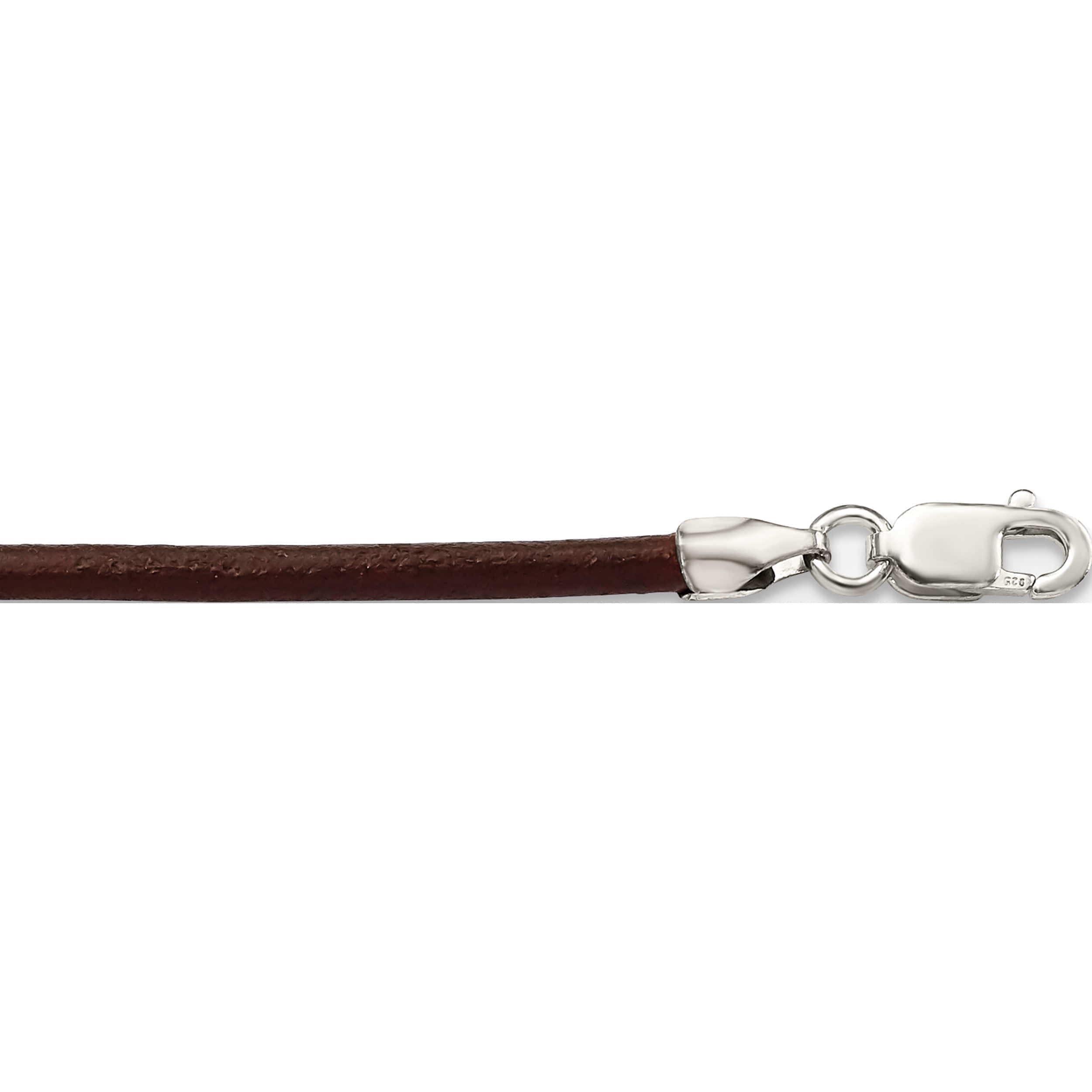 Sterling Silver 20Inch 2mm Brown Leather Cord Necklace (20 X 2) Made In United States qg1307-20