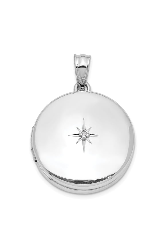 Sterling Silver 20mm Diamond Polished Round Locket QLS954