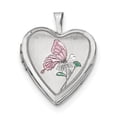 thumbnail image 1 of Sterling Silver 20mm Enameled Butterfly Heart Locket, 1 of 2