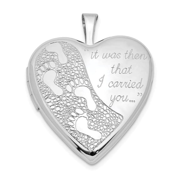 FJC Finejewelers Sterling Silver 20mm Footprints Heart Locket Necklace