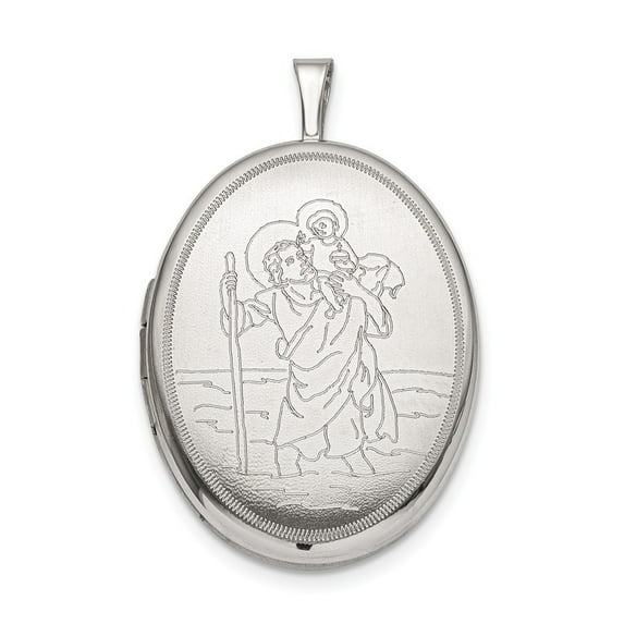 Sterling Silver 20mm St. Christopher Oval Locket - 4.1 Grams