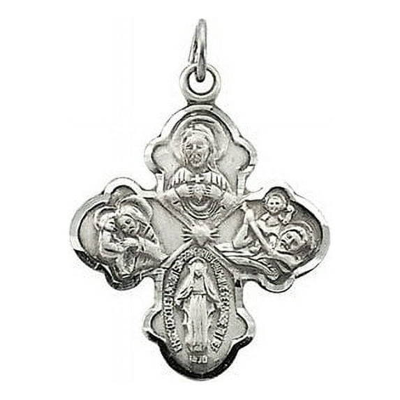 Sterling Silver 21x17.25mm Four-Way Cross Medal 18" Necklace