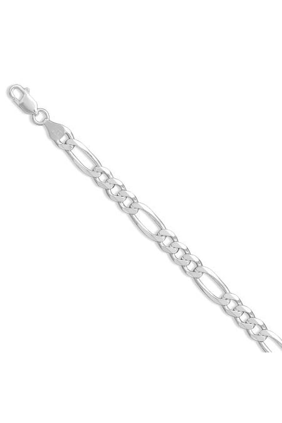 Sterling Silver 22 Inch Figaro Chain Necklace 7mm Wide With Lobster Clasp