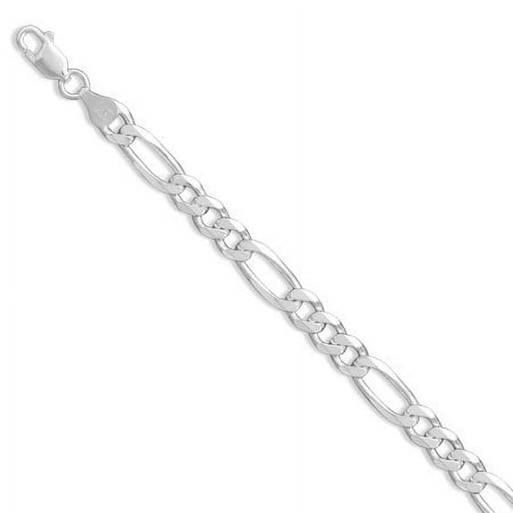 Sterling Silver 22 Inch Figaro Chain Necklace 7mm Wide With Lobster Clasp