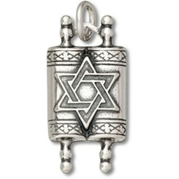 Sterling Silver 24" 1.2mm 3D Jewish Hebrew Sefer Torah Scroll Pendant Necklace