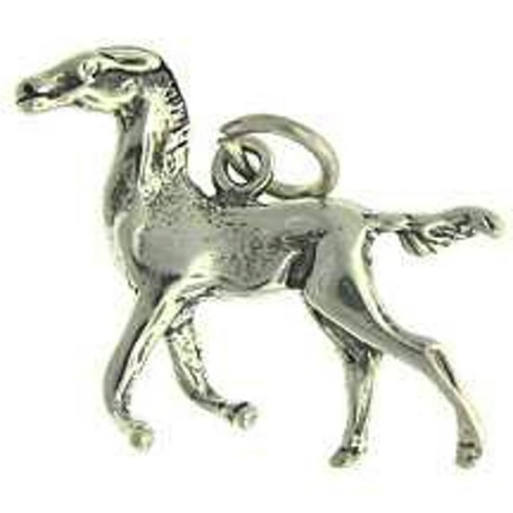 Sterling Silver 24" 1.2mm Box Chain 3D Galloping Horse Pendant Necklace